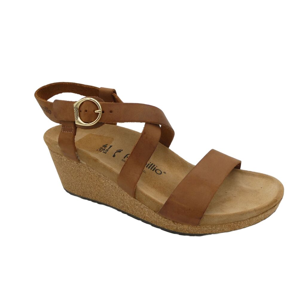 Papillio Birkenstock Sibyl Women's 10 Ring-Buckle Cognac Natural Leather NWOB